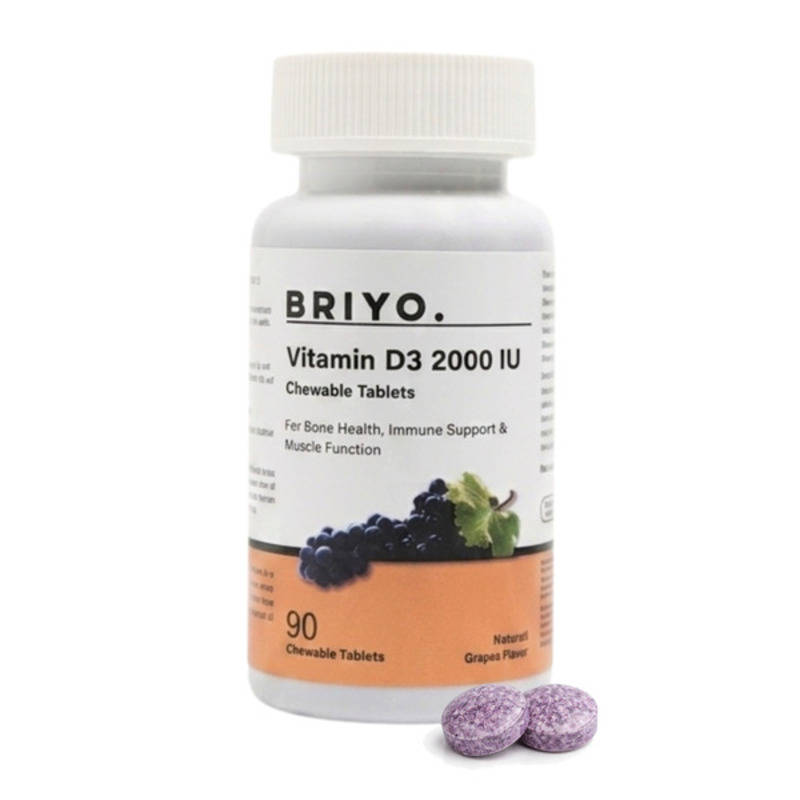 Briyo Vitamin D3 2000 IU Chewable Tablets - Natural Grape