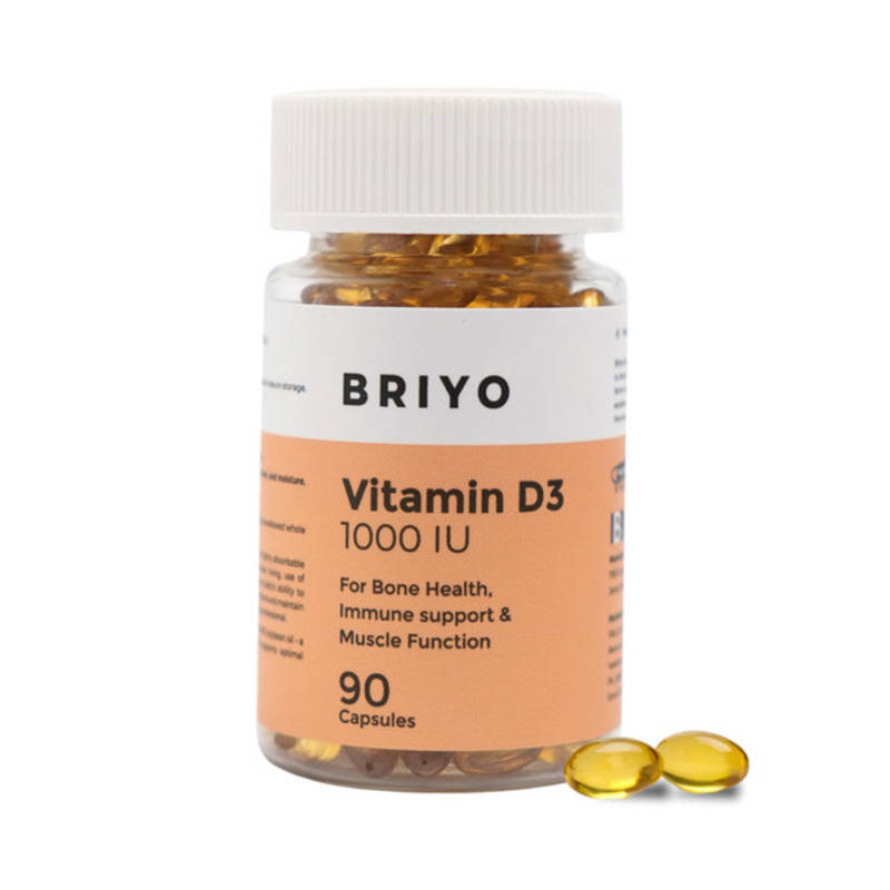 Briyo Vitamin D3 1000 IU For Bone Health Muscle Function Capsules