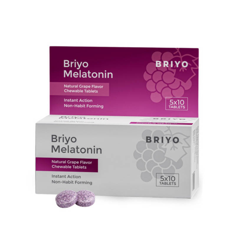 Briyo Melatonin Natural Grape Flavoured Chewable Tablets
