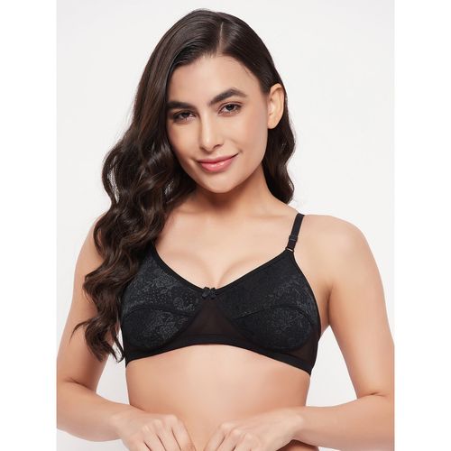 Buy Clovia Lace Solid Non-Padded Full Cup Wire Free Everyday Bra - Black  Online
