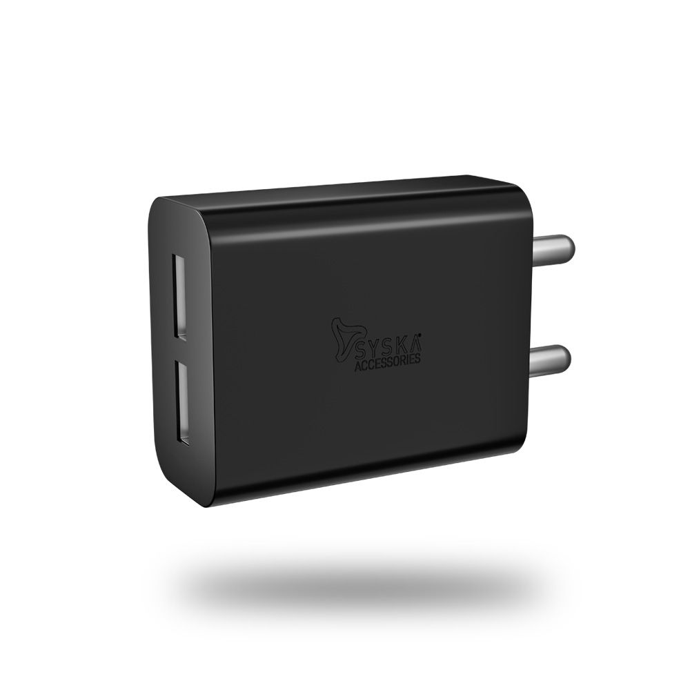 Syska Accessories Wc-3ad Travel Charger With Two Port (black)