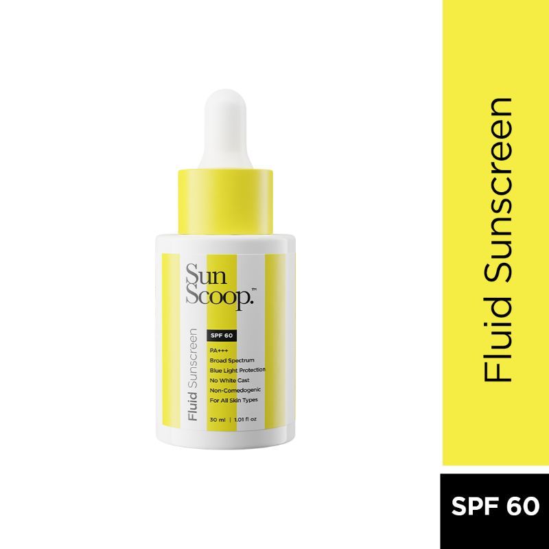 Sunscoop Fluid Sunscreen SPF 60 PA++, No White Cast, Non Comedogenic, Water Based