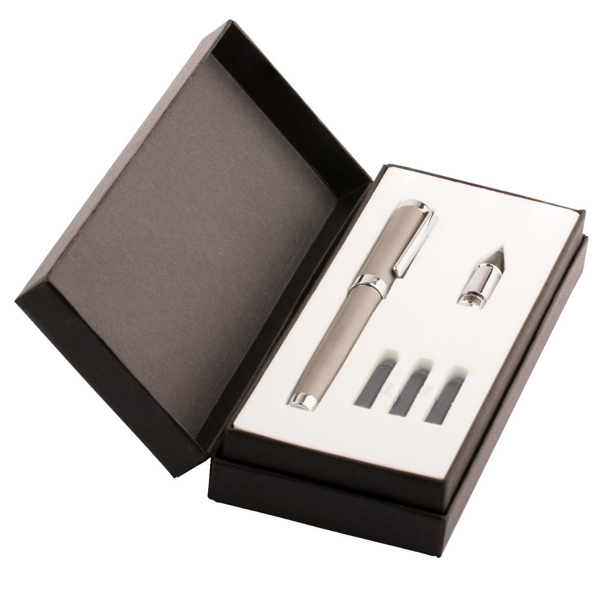 Pennline Twin Roller Fountain Pen Kit - Matte Grey With Chrome Trims