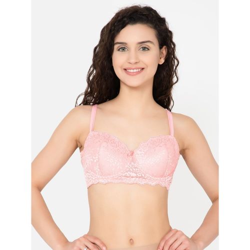 Buy Clovia Lace Solid Padded Demi Cup Underwired Balconette Bra