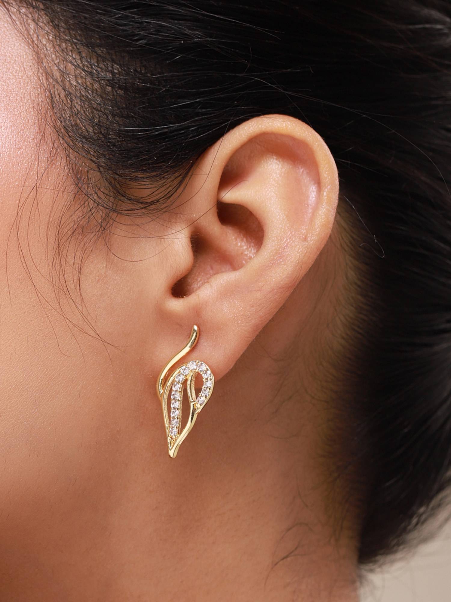 Voylla Leafy Affair Elora Curve Stud Earrings