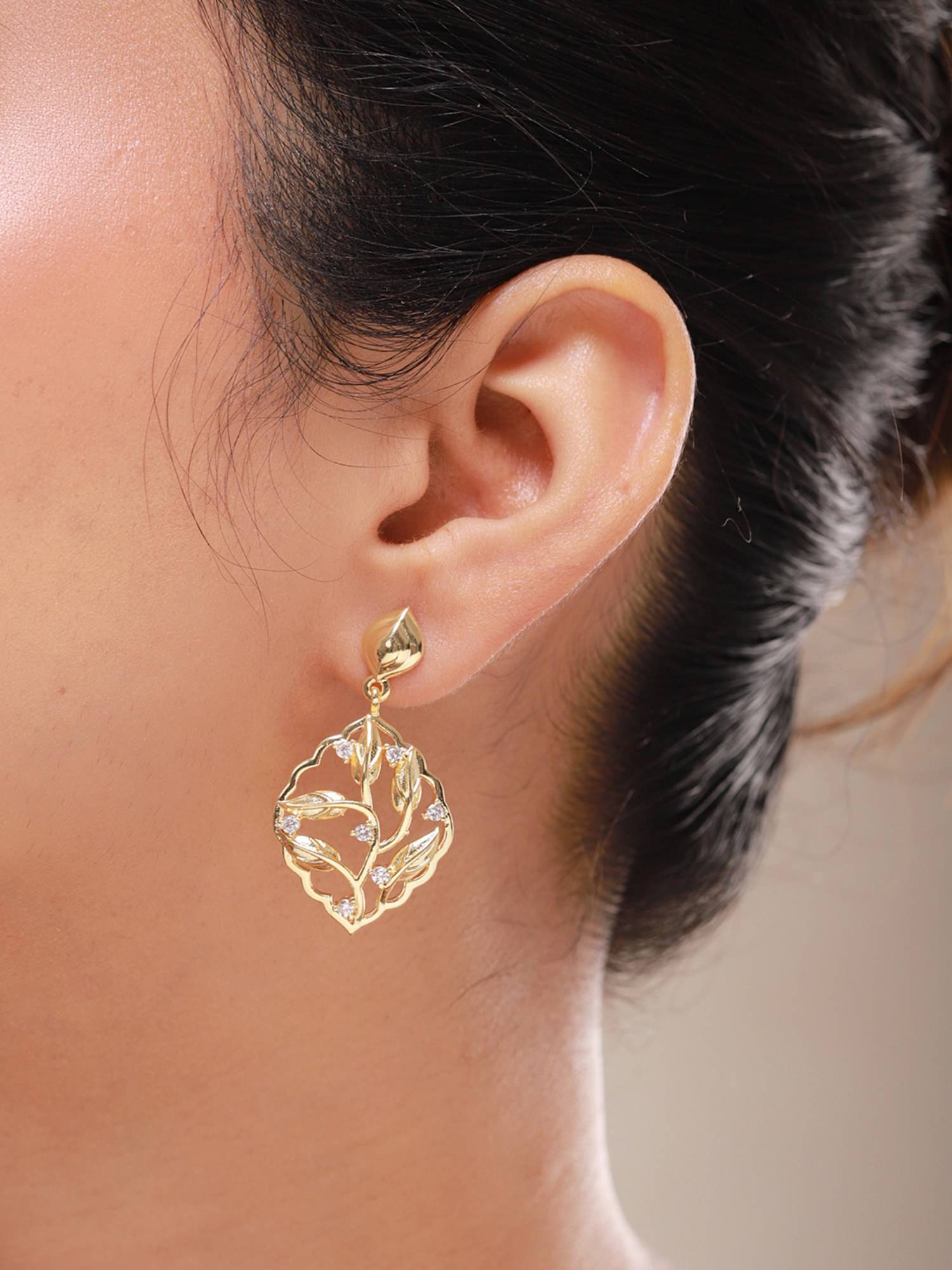 Voylla Leafy Affair Virena Bold Dangle Earrings