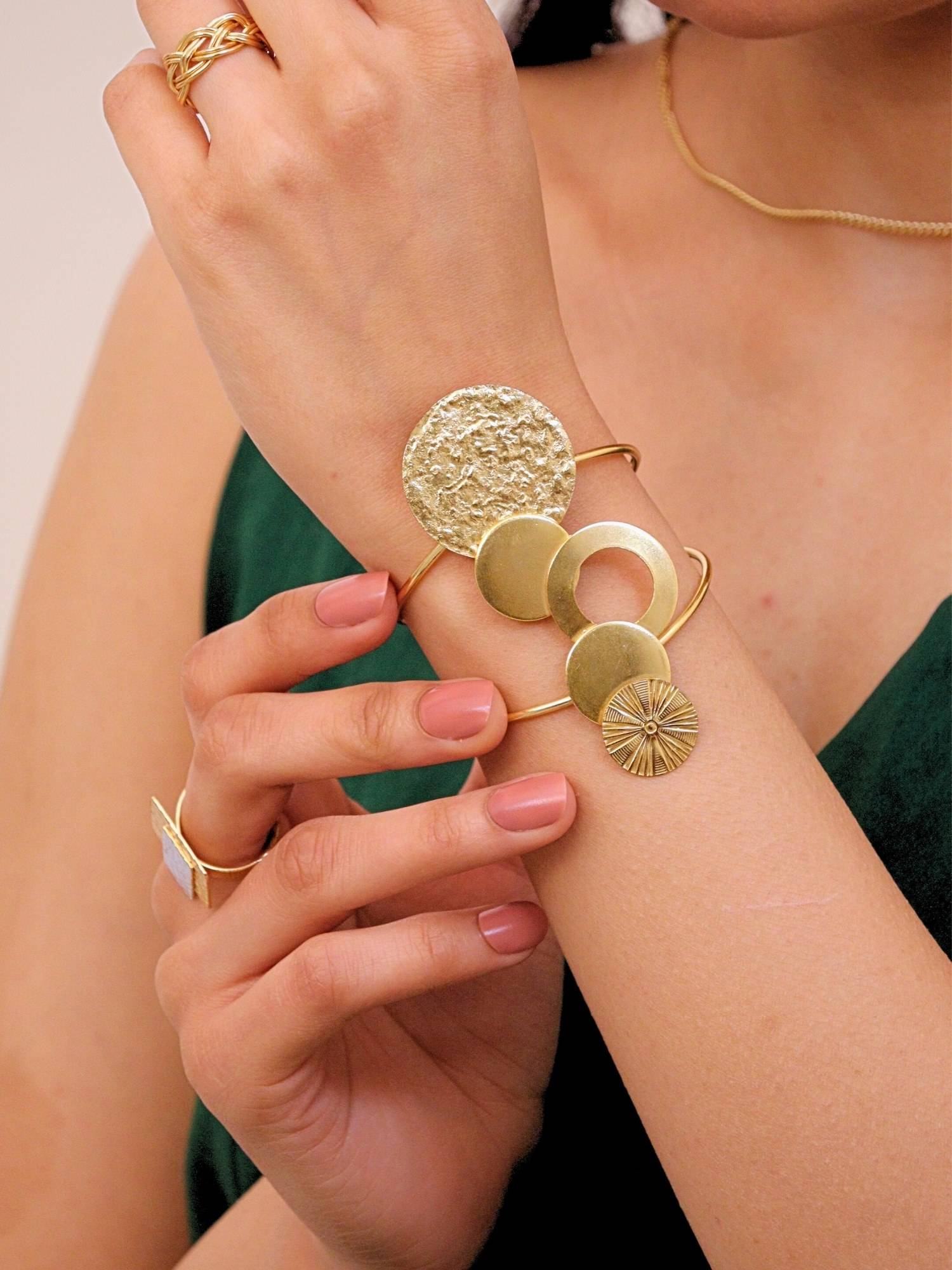Viana Jewels Kanchan Adjustable Brass Handcuff Bracelet