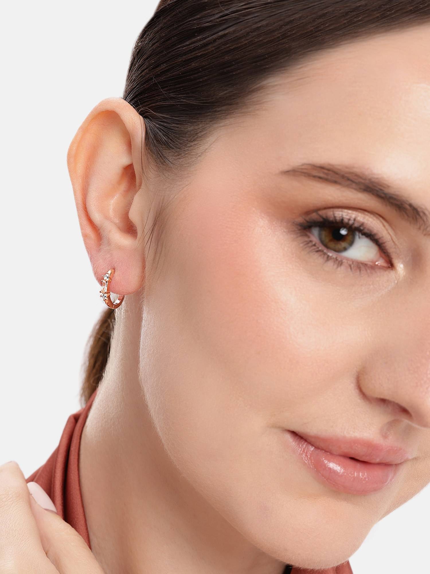 Carlton London 18K Rose Gold Plated Mini Hoops