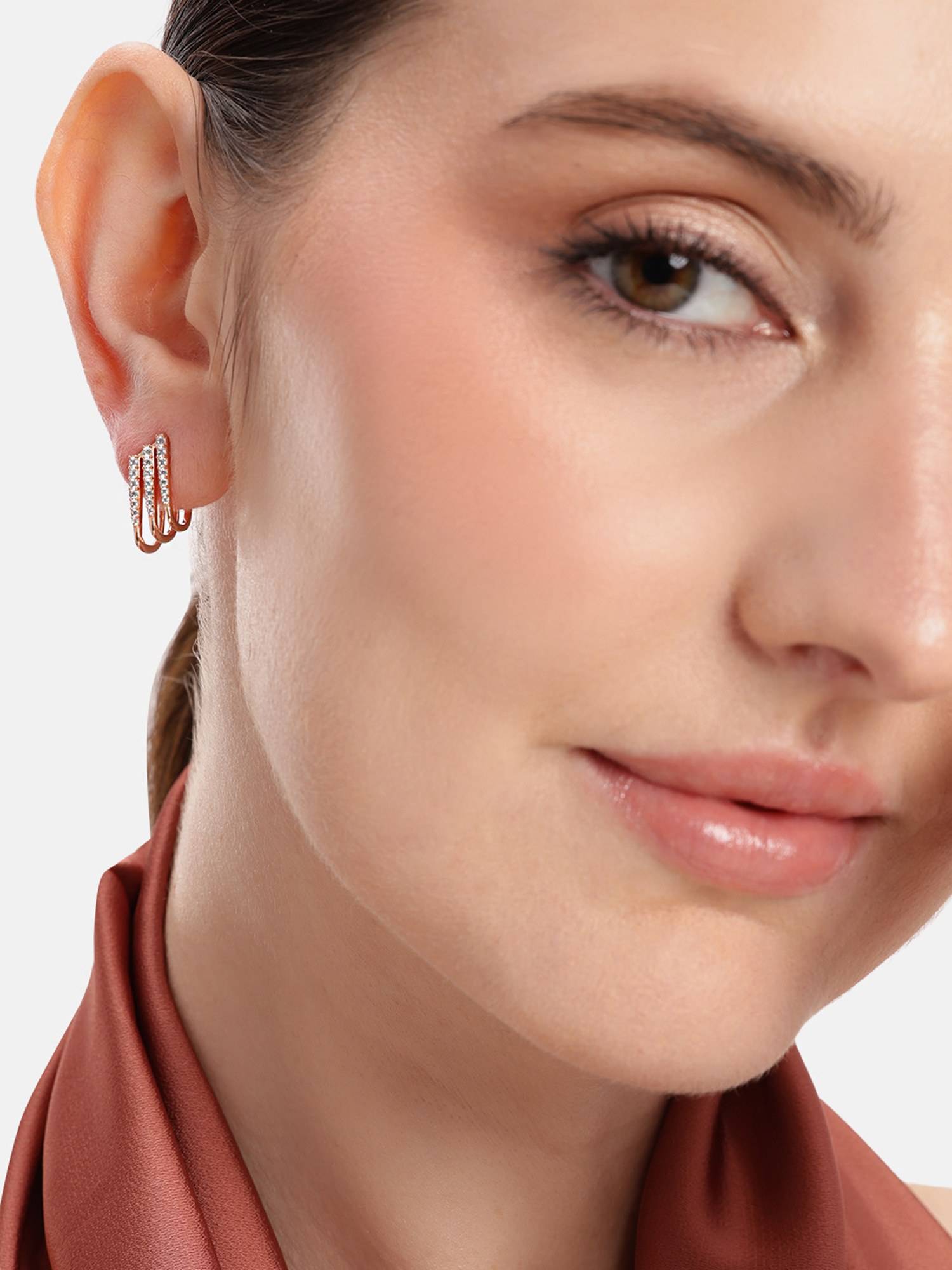 Carlton London 18K Rose Gold Plated Hoops