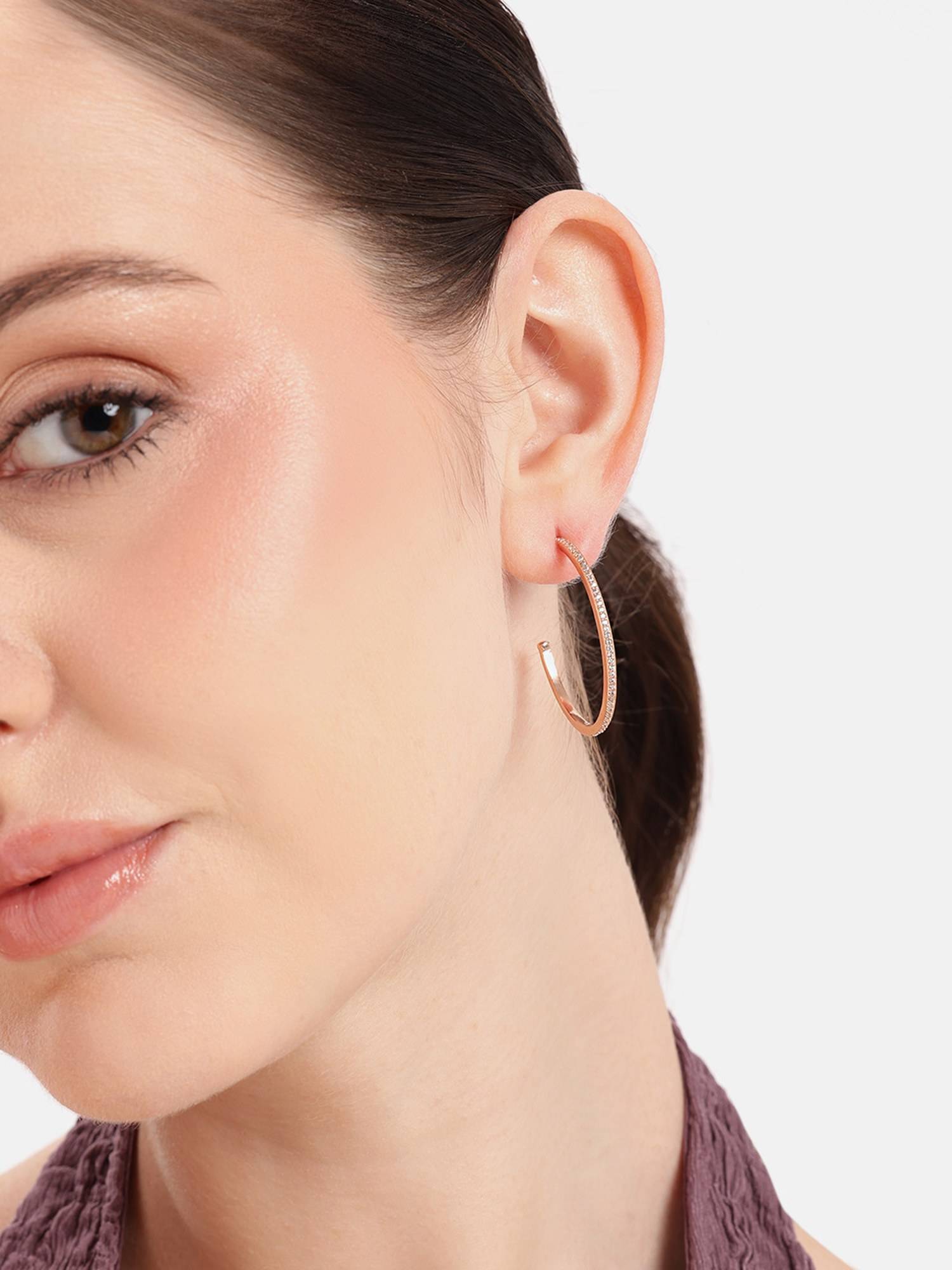 Carlton London 18K Rose Gold Plated Bold Hoops