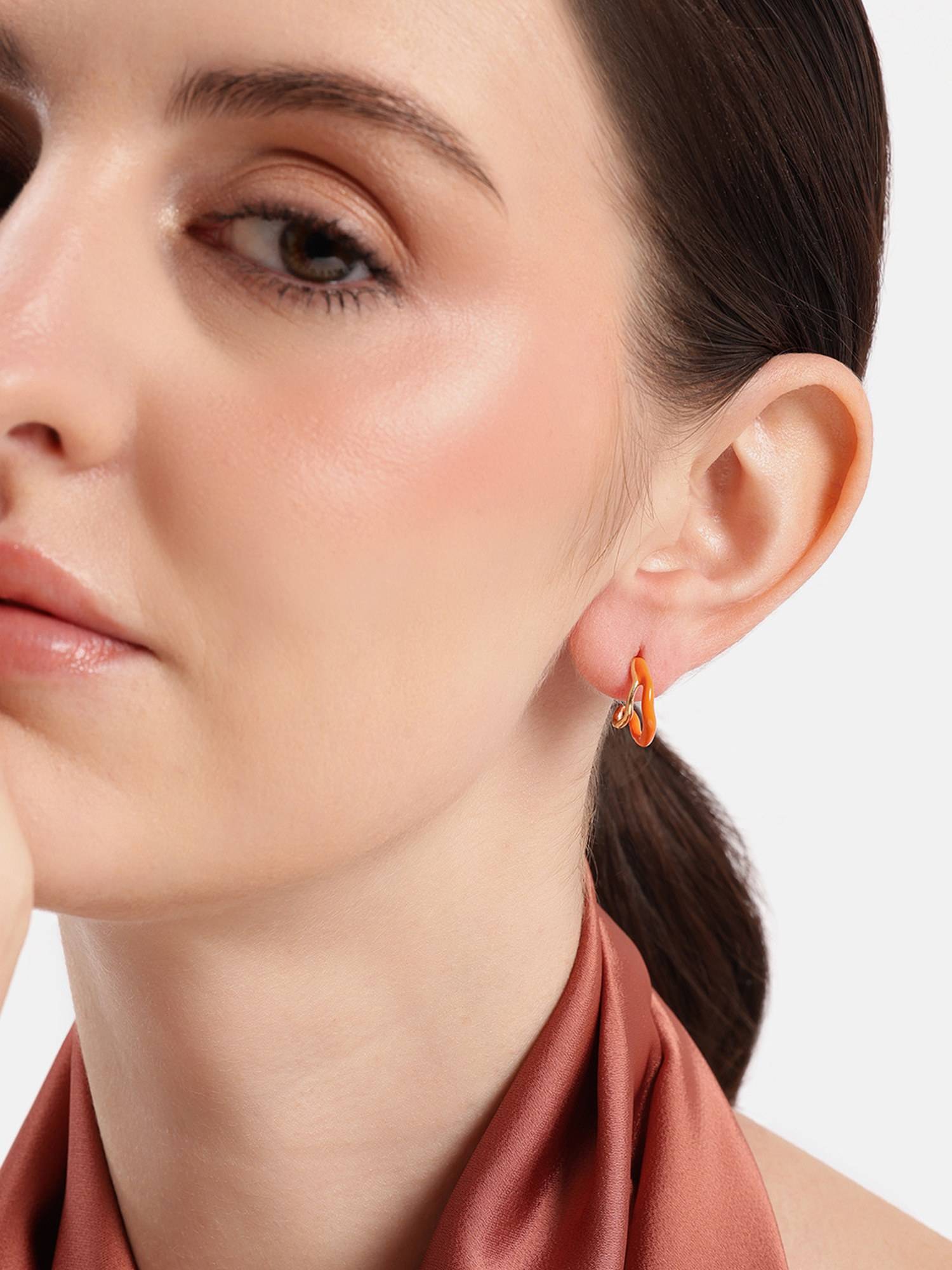 Carlton London 18K Gold Plated Enamel Hoops