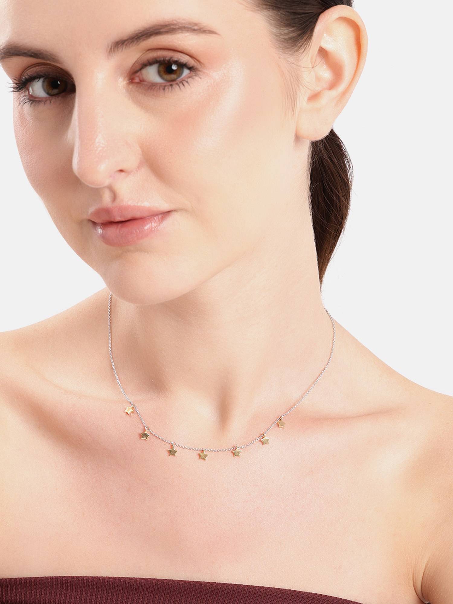 Carlton London Silver and Gold Star Necklace