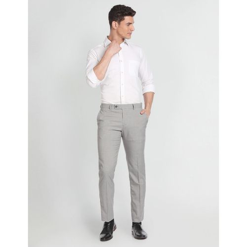 Buy Arrow Hudson Regular Fit Heathered Formal Trousers Online