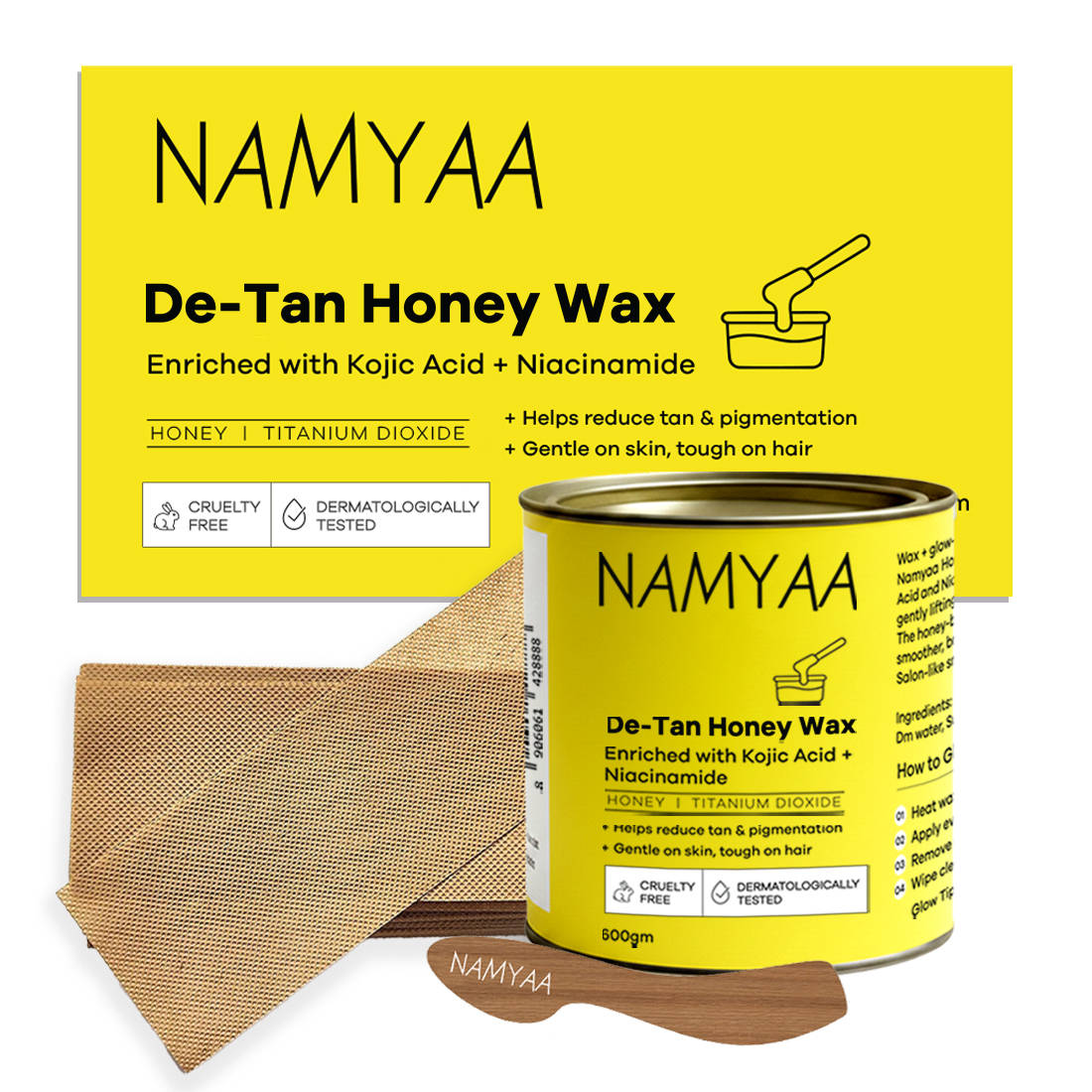 Namyaa De-Tan Honey Wax With Wooden Knife & Strips