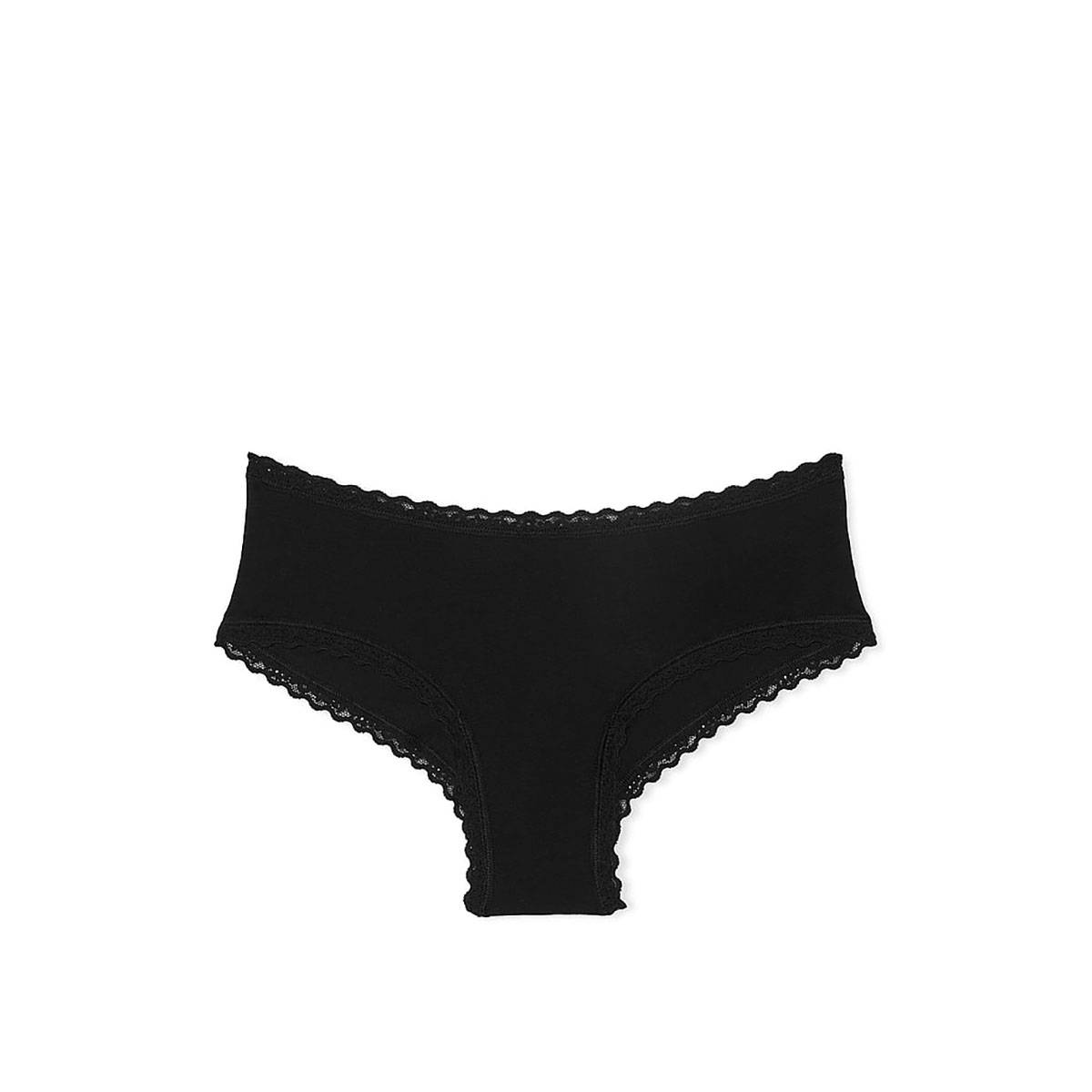 Buy Victoria s Secret The Lacie Cotton Lace Waist Cheeky Panty Black Online