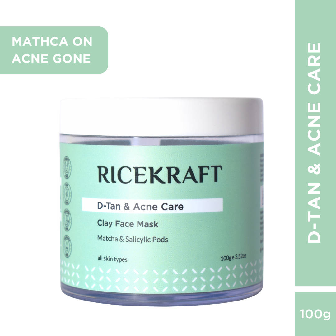 Ricekraft D-Tan & Acne Care Matcha Clay Face Mask With Rice & Salicylic Acid Pods