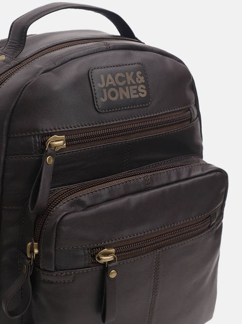 Buy Jack & Jones Dark Brown Leather Backpack Online