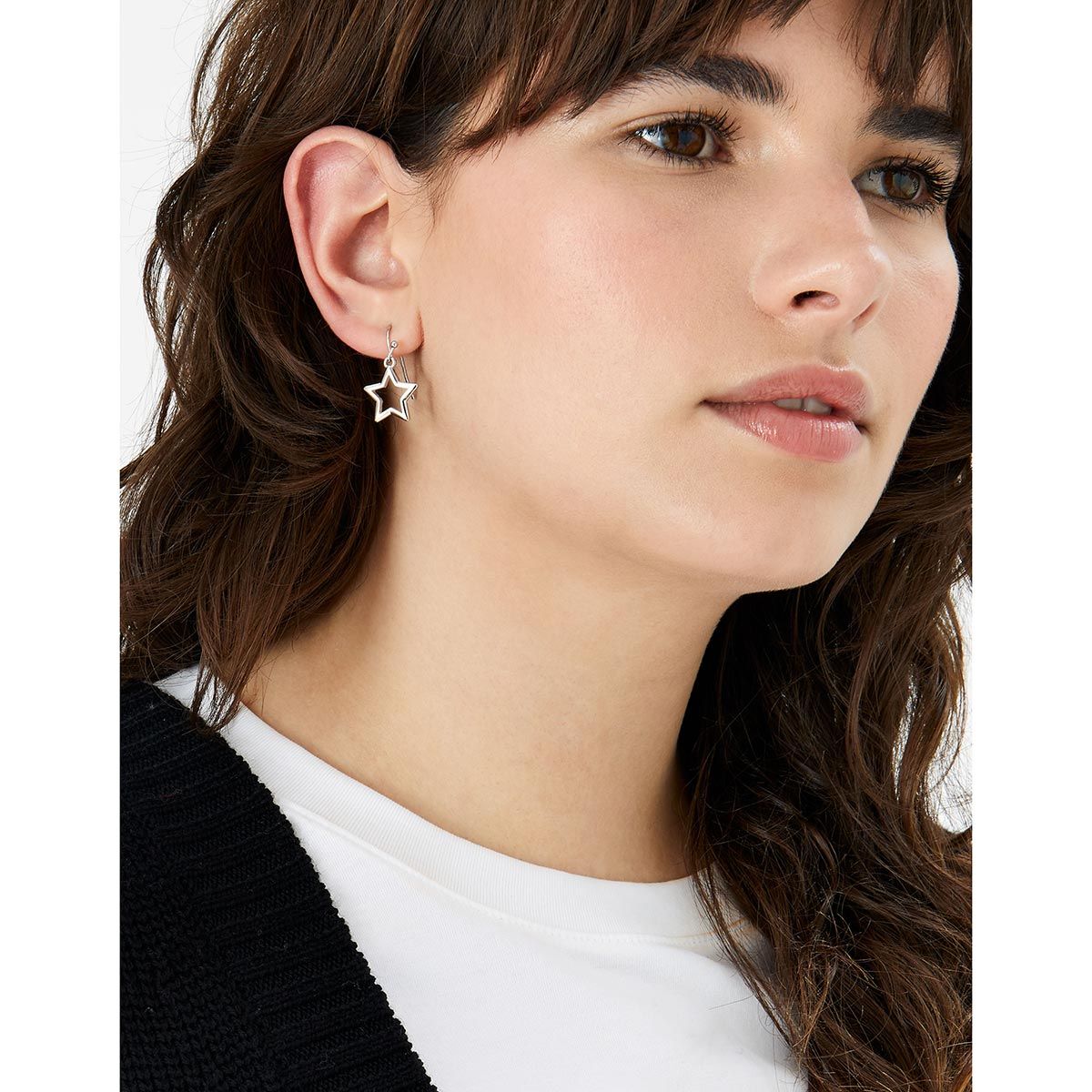 Accessorize London Womens Silver Star Short Drop Earrings: Buy