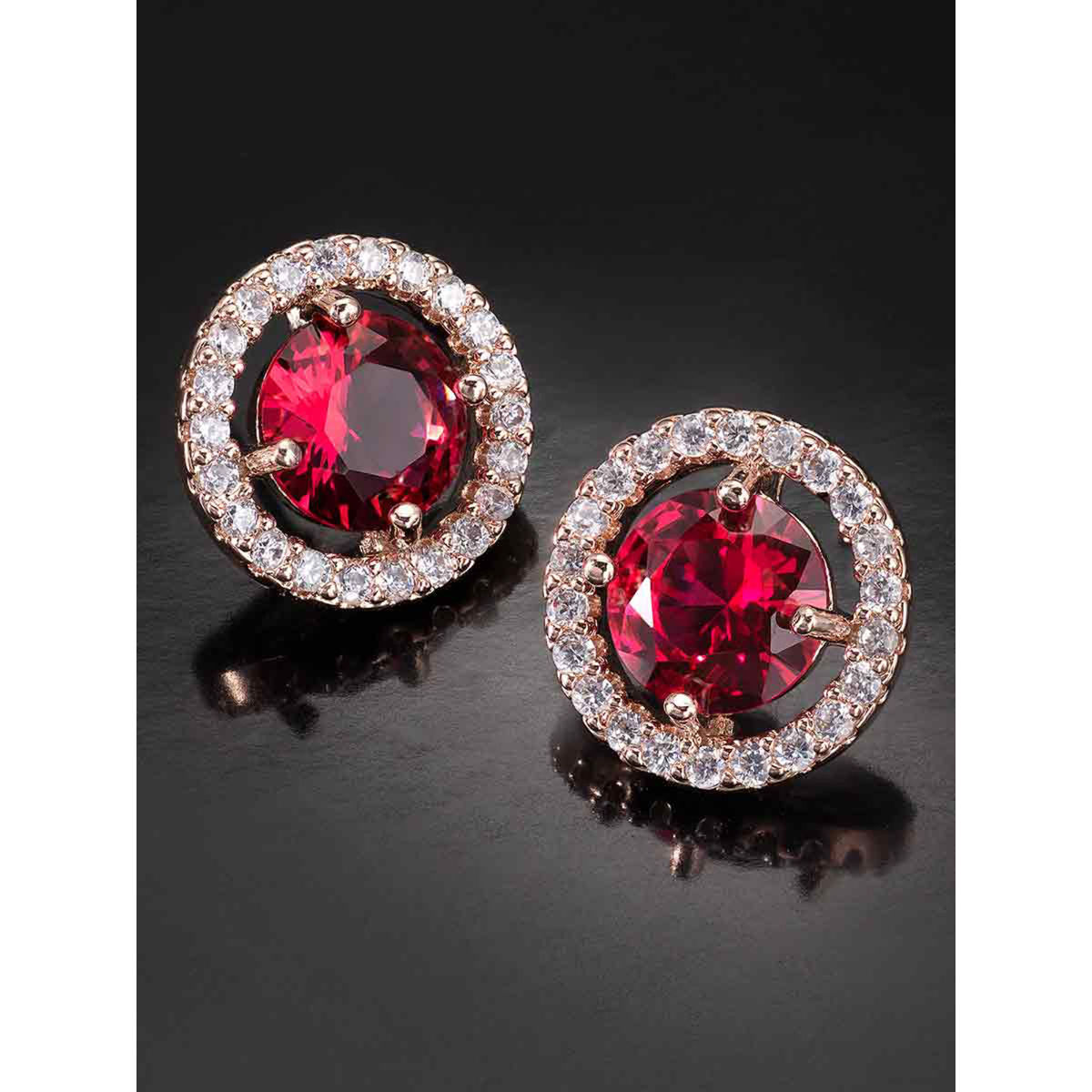 red stone stud earrings