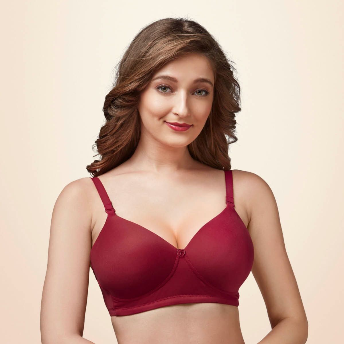 Buy Trylo Touche Woman Soft Padded Full Cup Bra - Cherry -Red Online