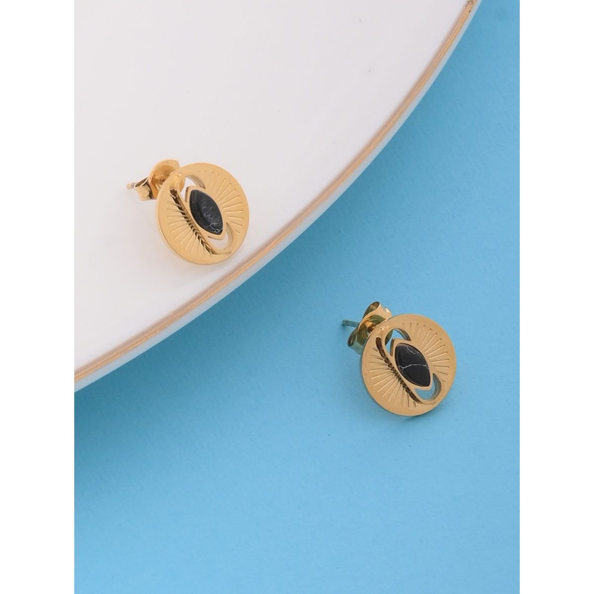 Buy Palmonas Black Titanium Stud Earrings Online