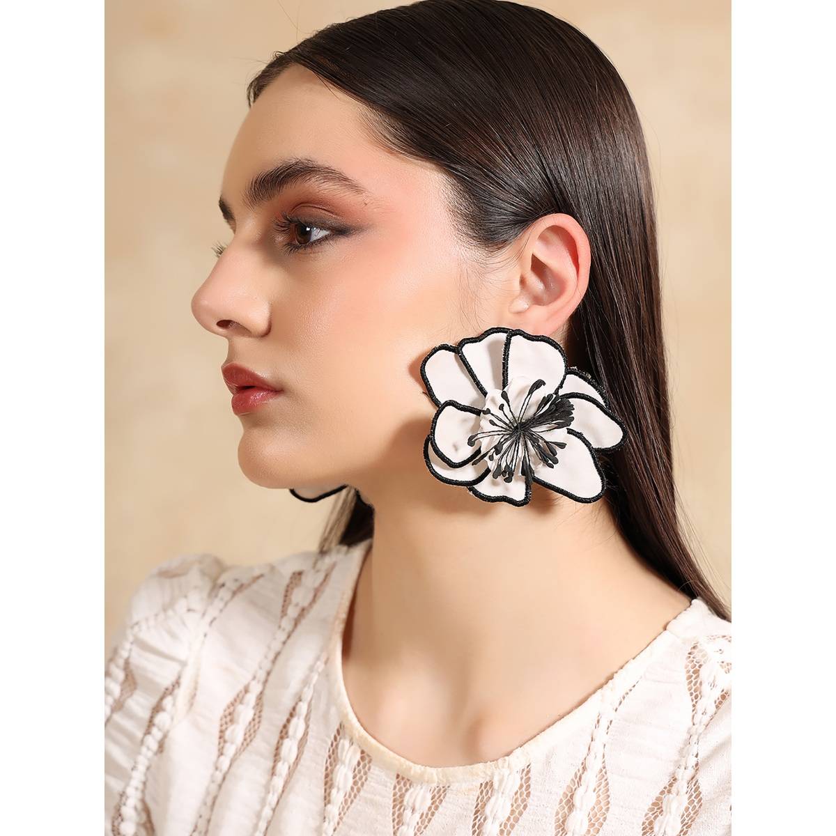 Kazo Embroidered Blossom Stud Earrings