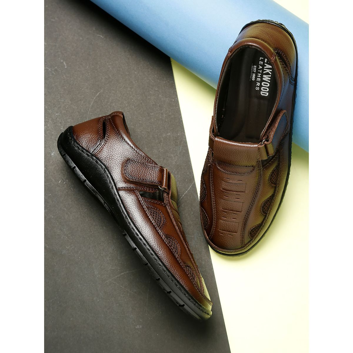 Buy Teakwood Men Brown Solid Shoe style Sandals Online