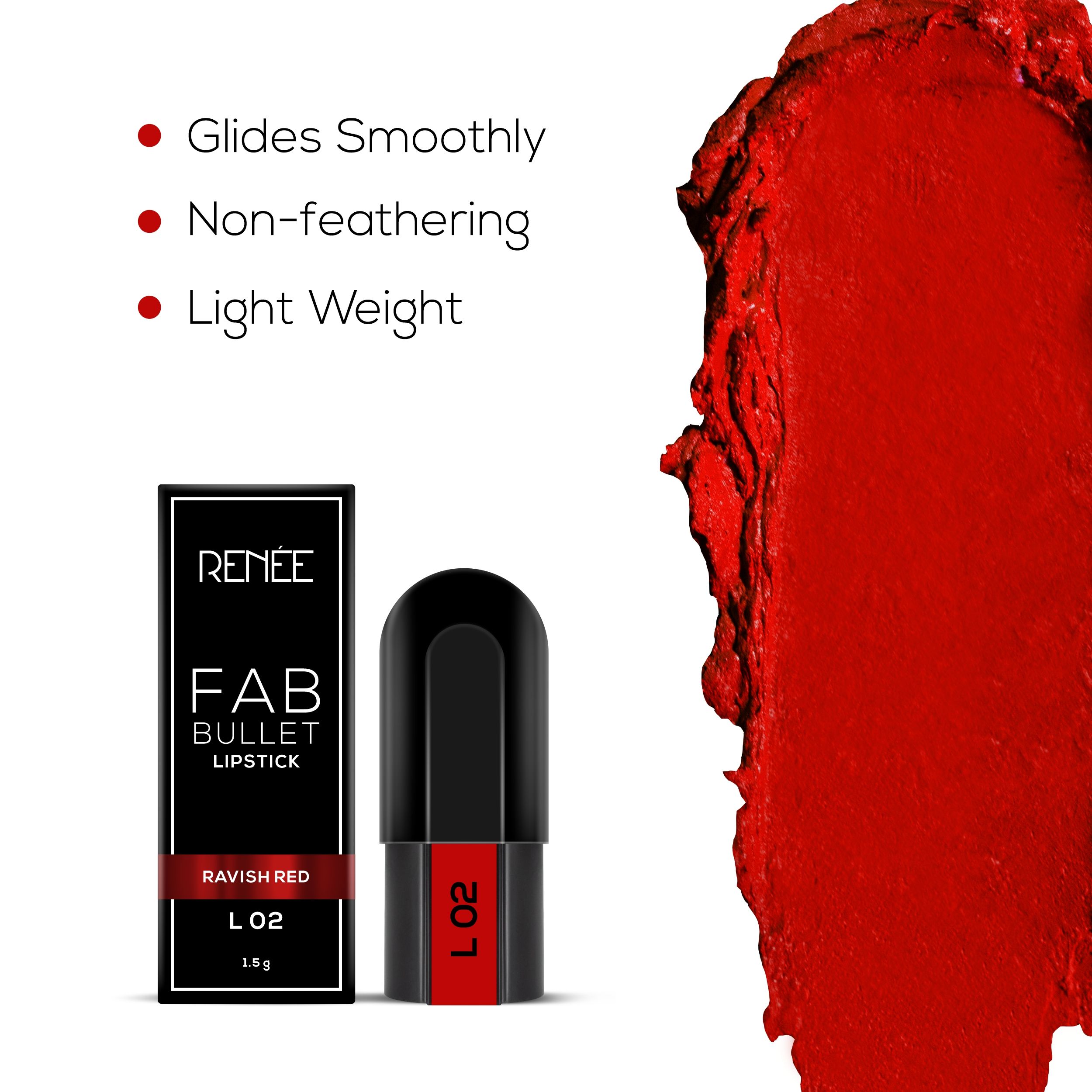 Renee Cosmetics Fab Bullet Lipstick L 02 Ravish Red Buy Renee