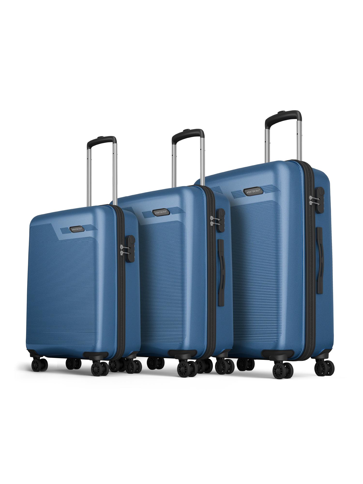Buy Aristocrat Axis Teal Hard Luggage Trolley Bag (S/M/L) (Pack of