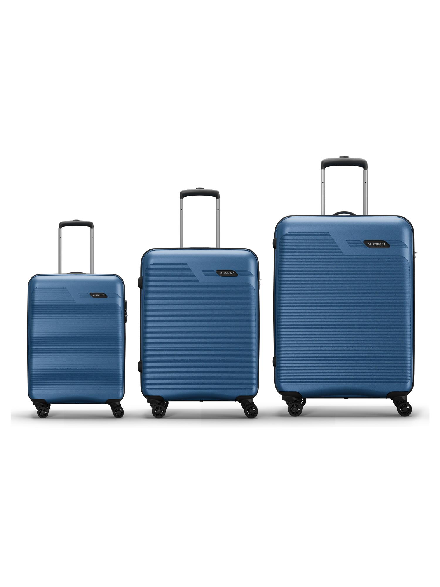 Buy Aristocrat Axis Teal Hard Luggage Trolley Bag (S/M/L) (Pack of
