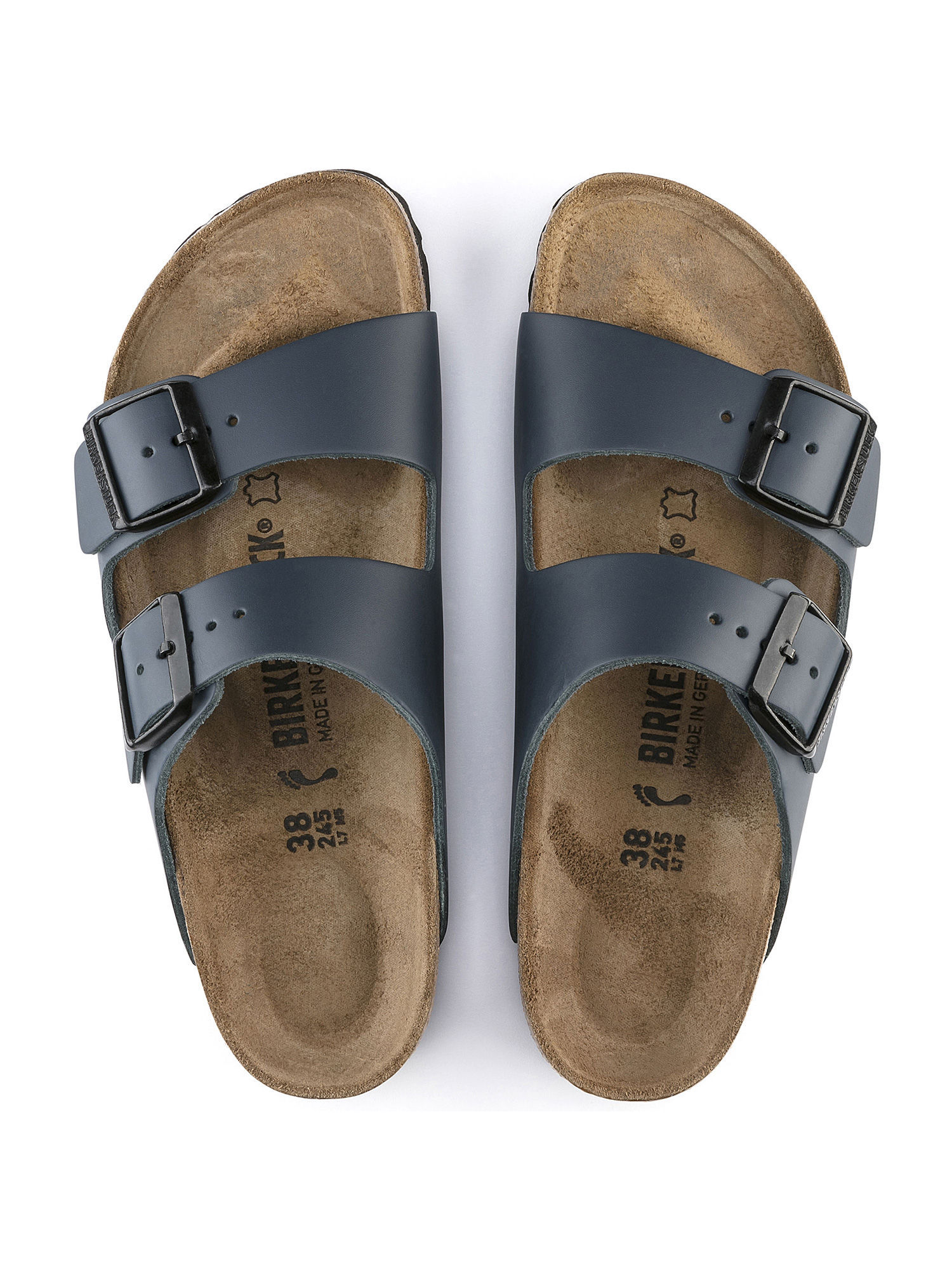 Buy Birkenstock Arizona Natural Leather Blue Narrow Width Unisex Sandals Online