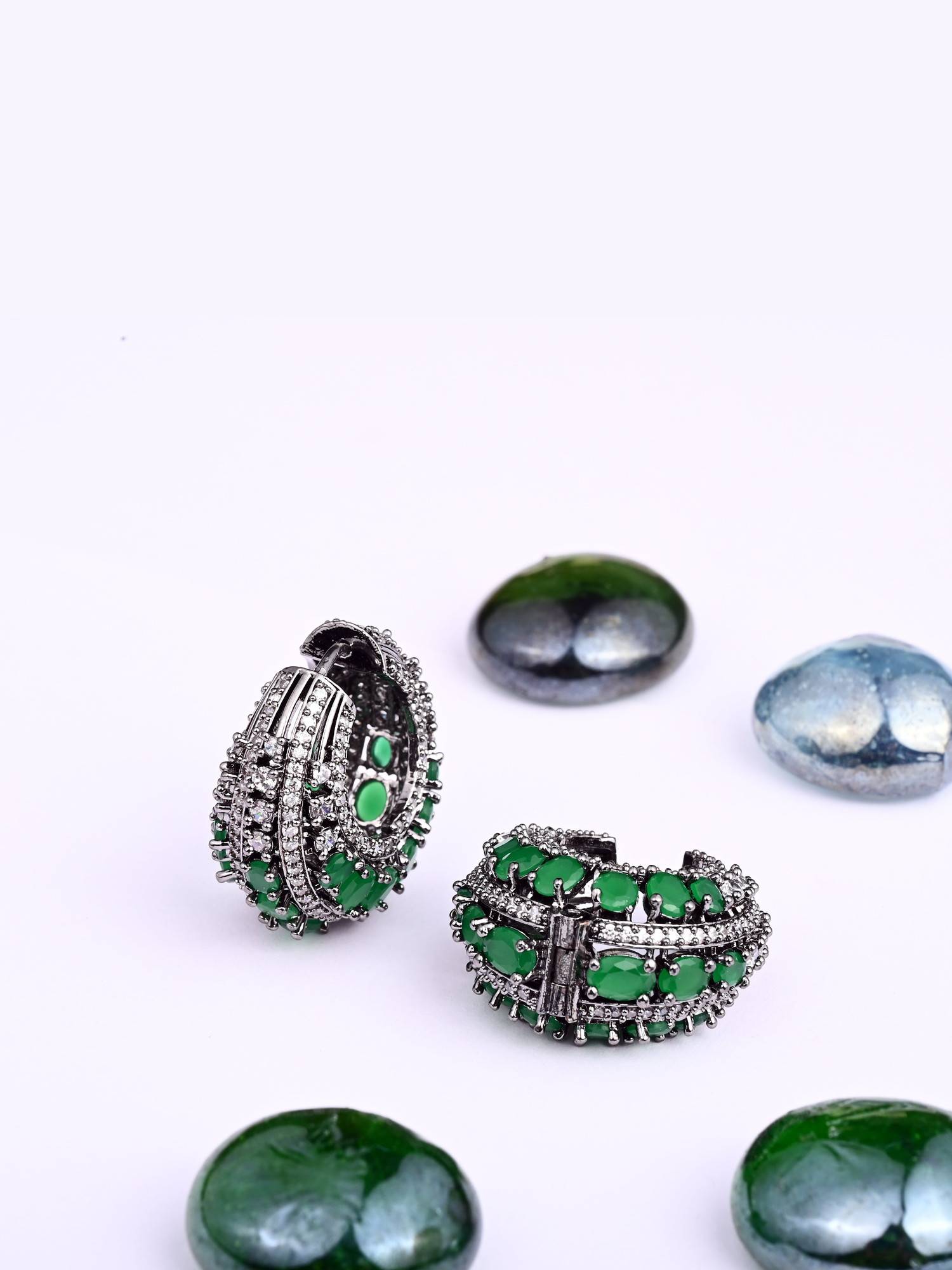 REENISAA Emerald Green Royale Hoops