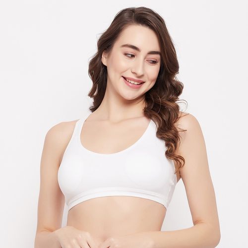 Clovia Non-Padded Non-Wired Full Cup Racerback Teen Bra In White With  Removable Cups - Cotton (26)