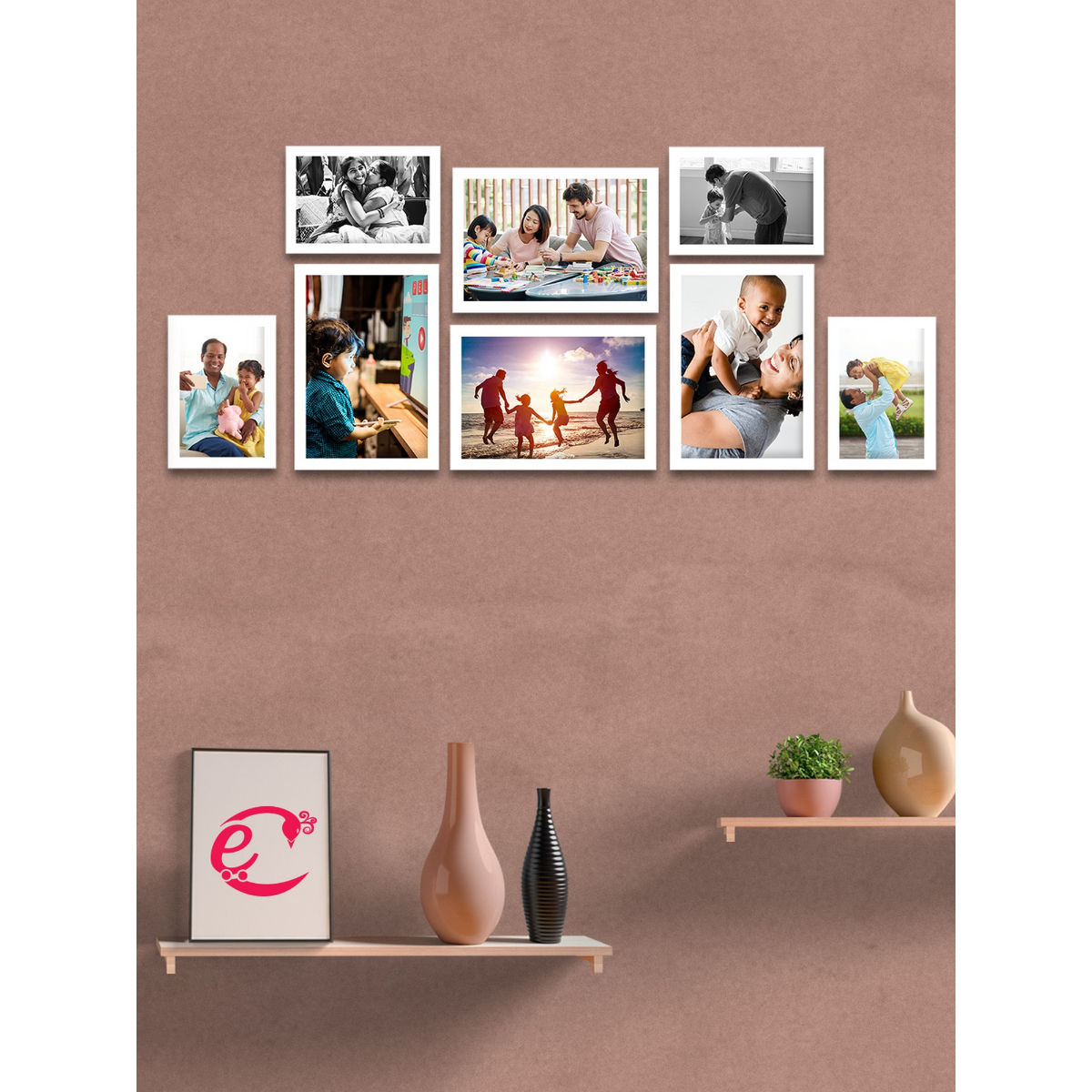 eCraftIndia Memory Wall Collage Photo Frame Set of 8 Photo Frames