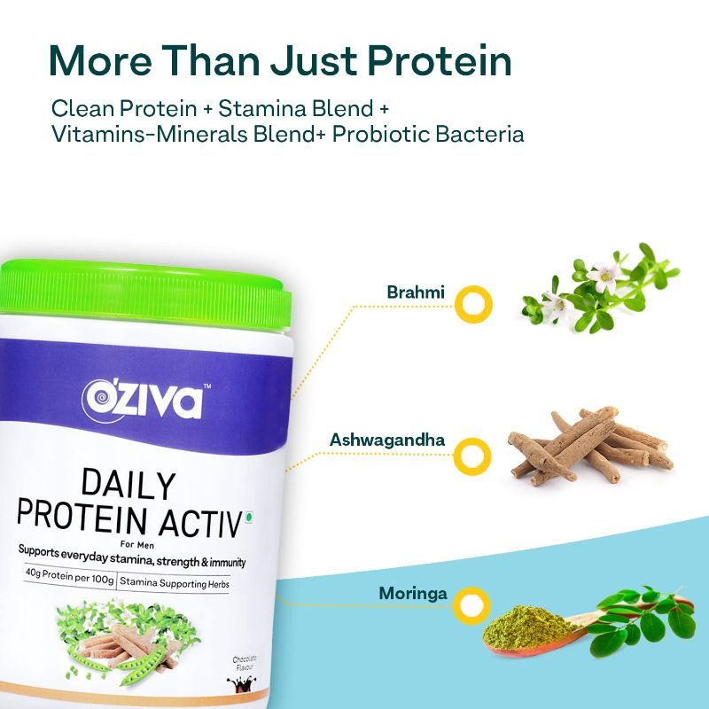 Oziva Daily Protein Activ For Men With Clean Whey Protein For Stamina