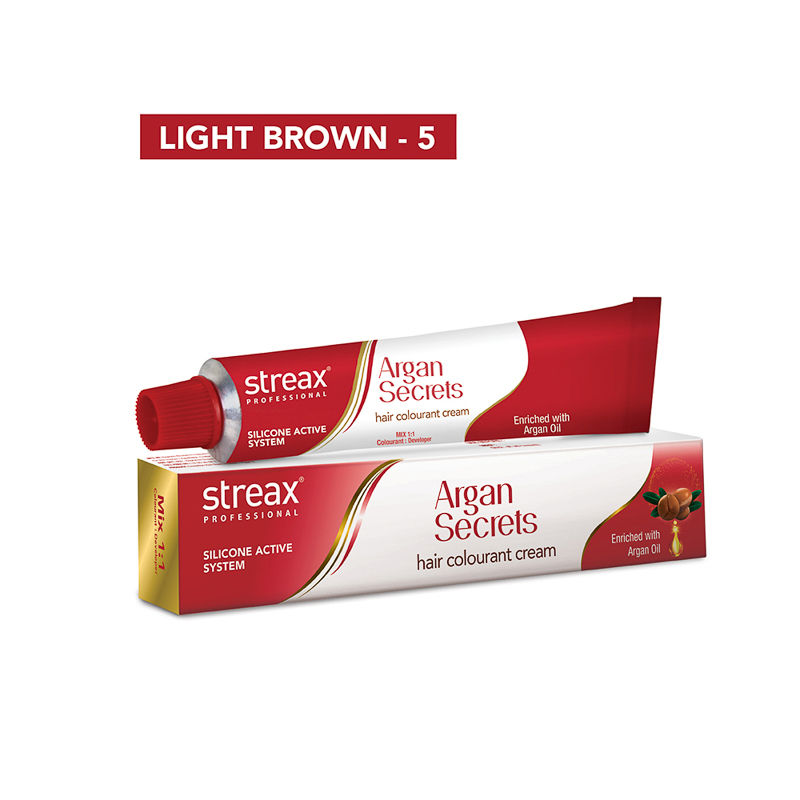 Streax Professional Argan Secrets Hair Colourant Cream - Light Brown 5