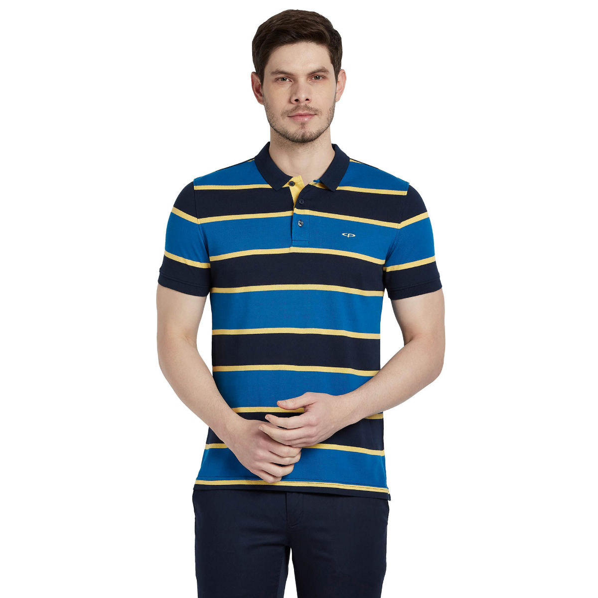 ColorPlus Dark Blue Striped T-Shirt (M)