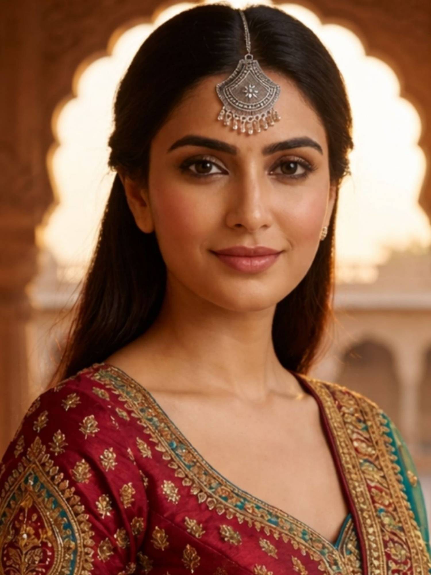 I Jewels Oxidized Floral Maang Tikka with Ghungroo Drop Design