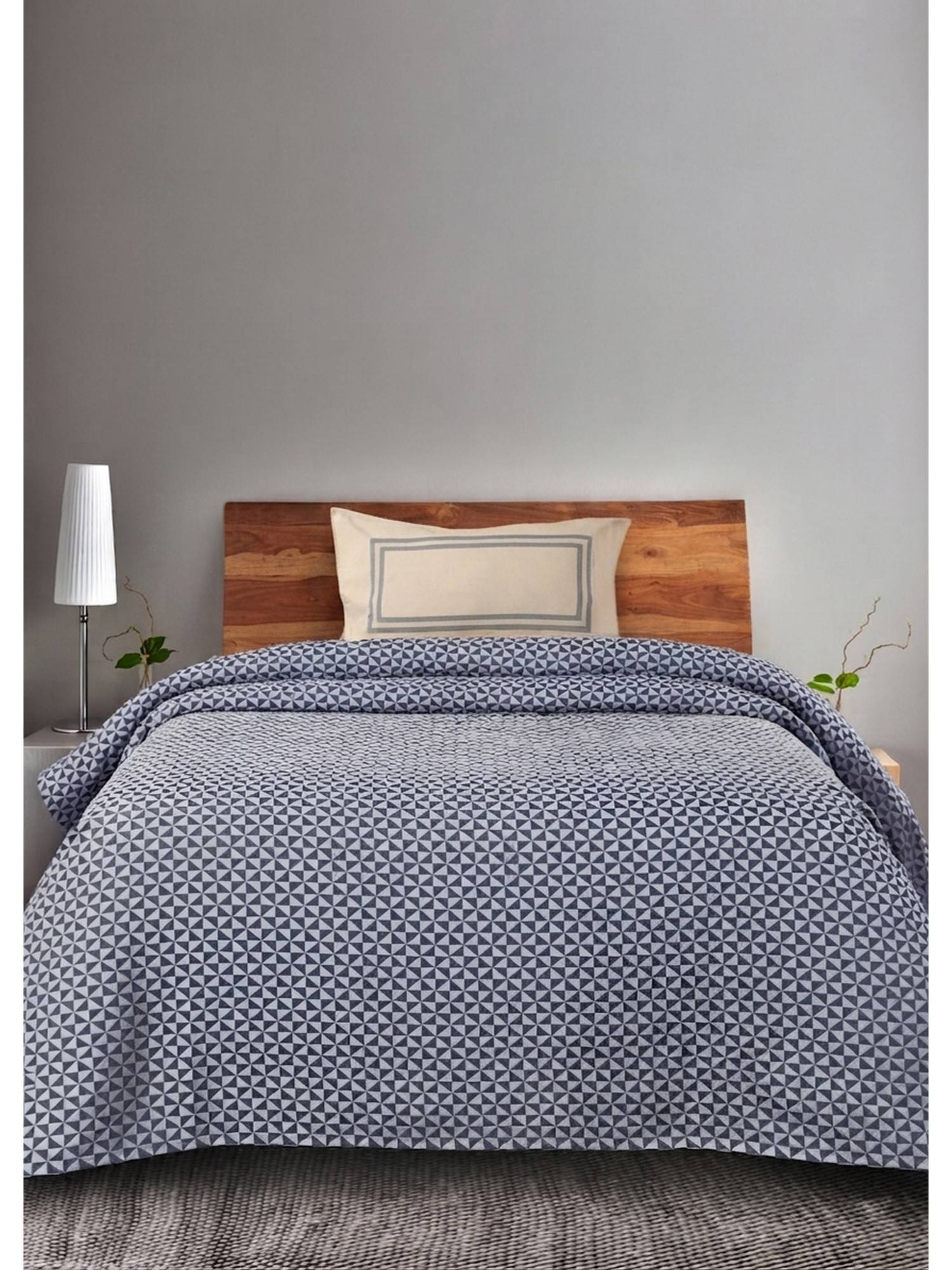 Saral Home Navy Blue Cotton Firki Single Size Bedsheet and Pillow Cover