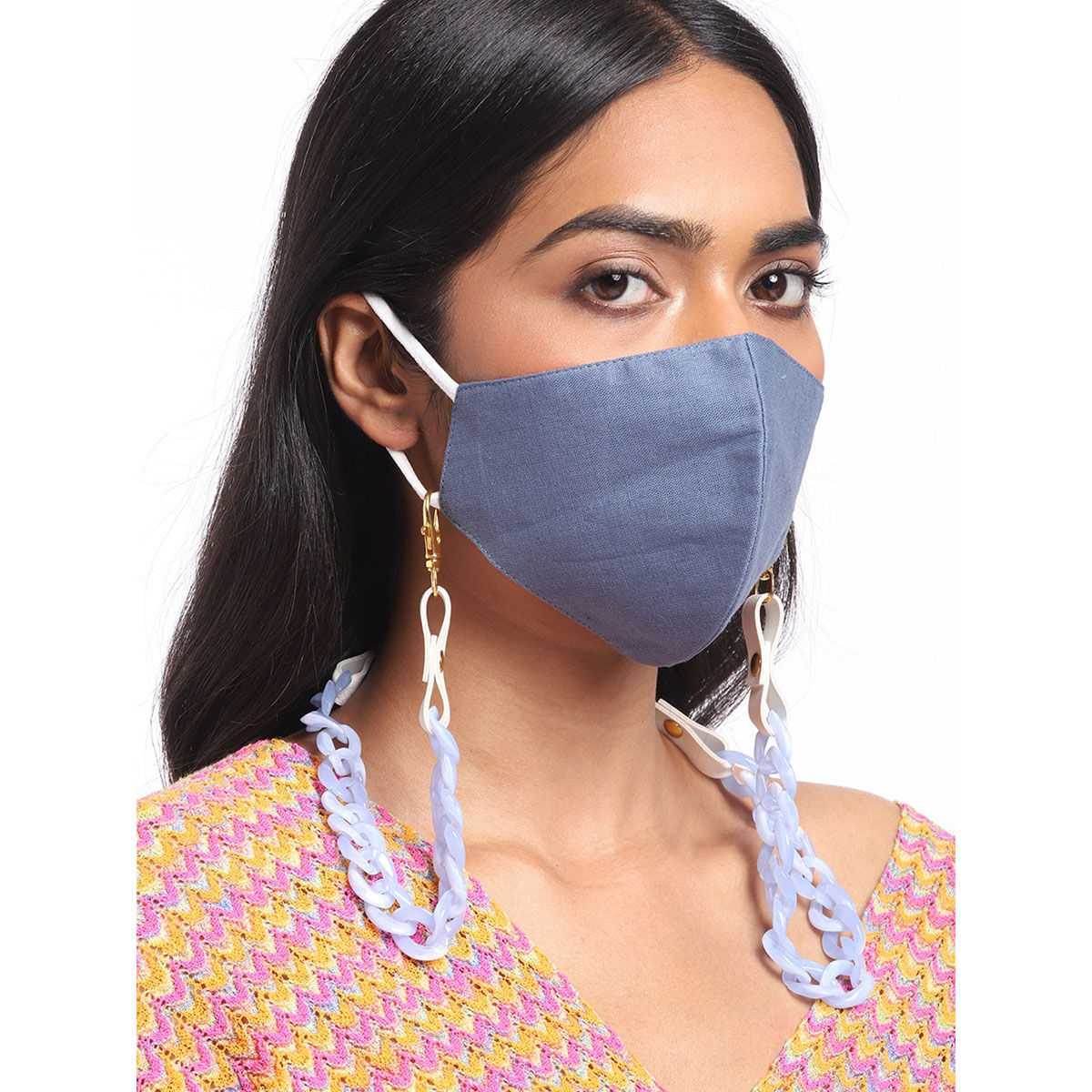 Blueberry Blue 2 Ply Satin Resin Chain Mask (Pack of 2) Buy Blueberry