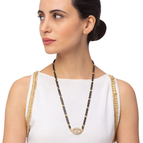 Digital Dress Room Long Mangalsutra Diamond Gold Plated Fancy Latest