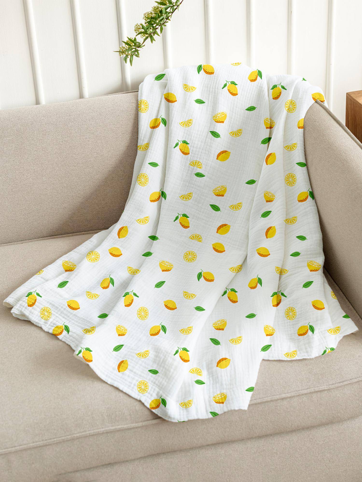 Moms Home Lemon Organic Cotton Muslin Kids Swaddle