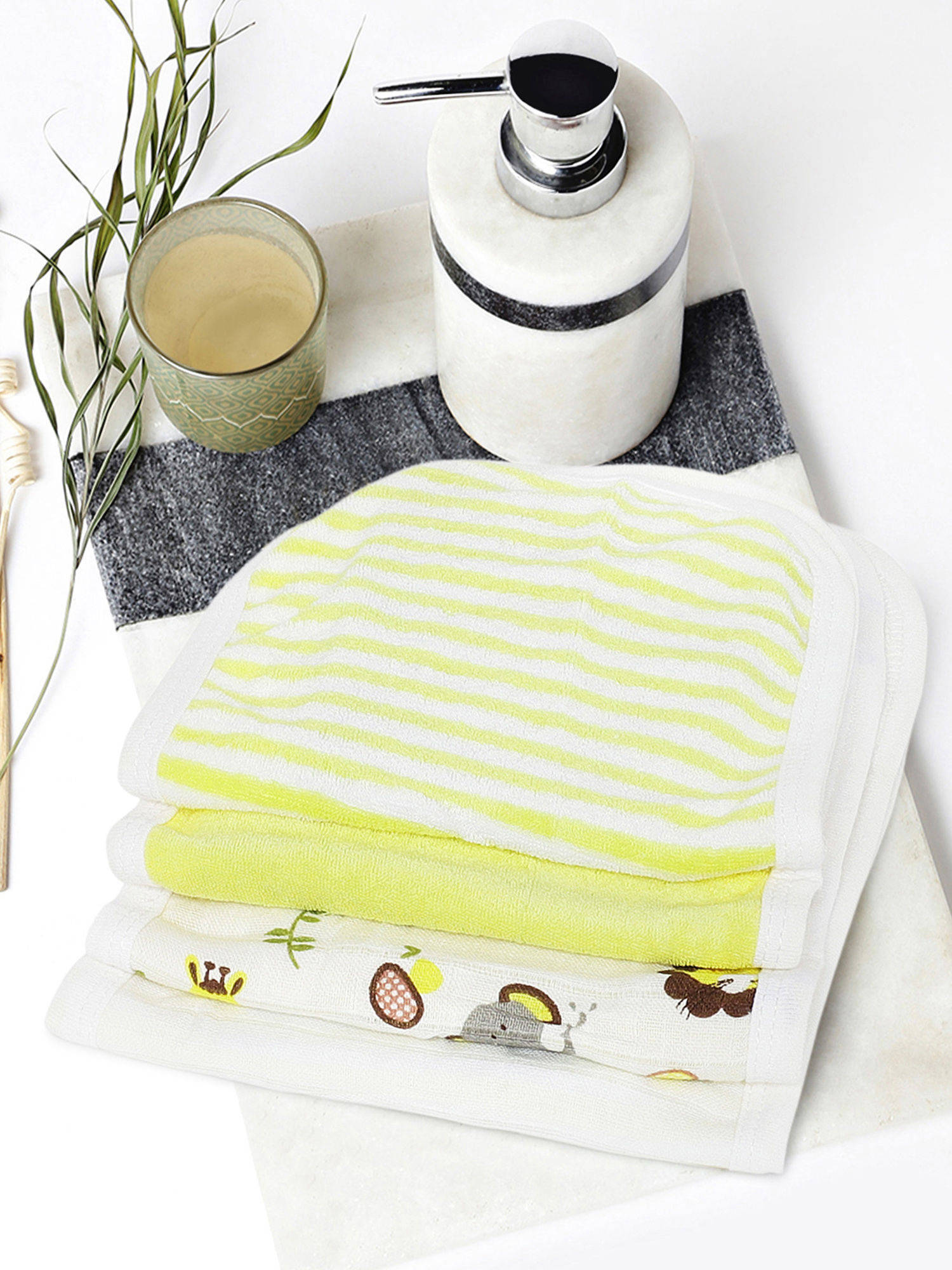 My Milestones Lemon Yellow Cotton Terry Muslin Burp Cloths