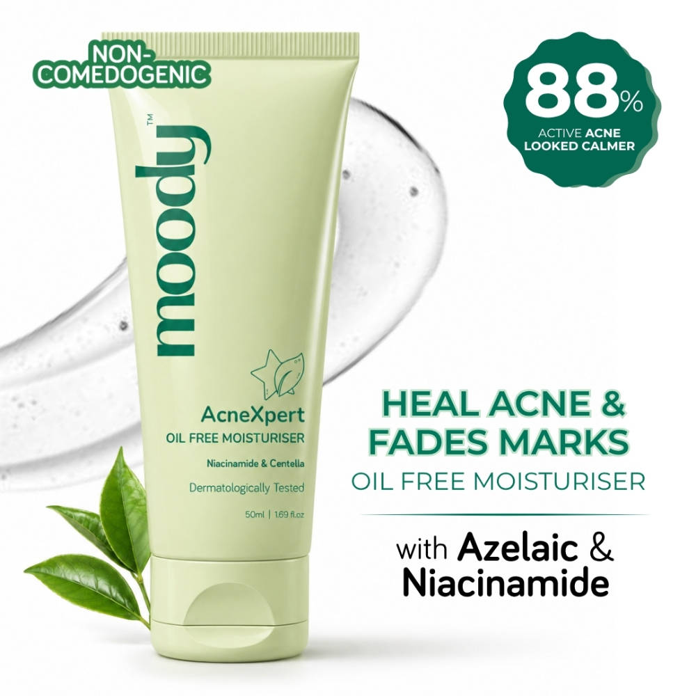 Moody AcneXpert Oil Free Moisturizer with Niacinamide & Green Tea for Oily & Acne Prone Skin