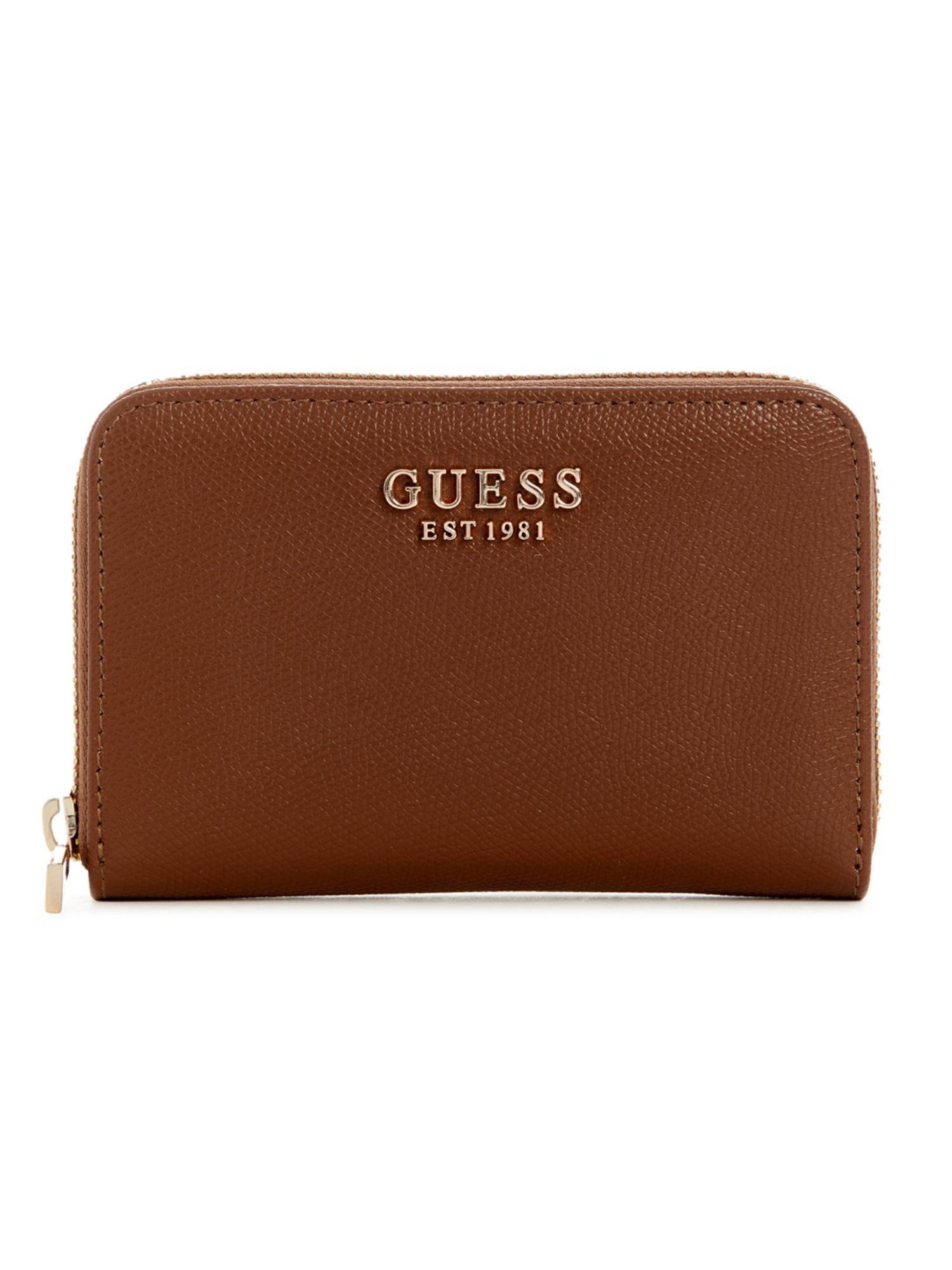 Guess Brown Solid Amorette Zip-Around Wallet