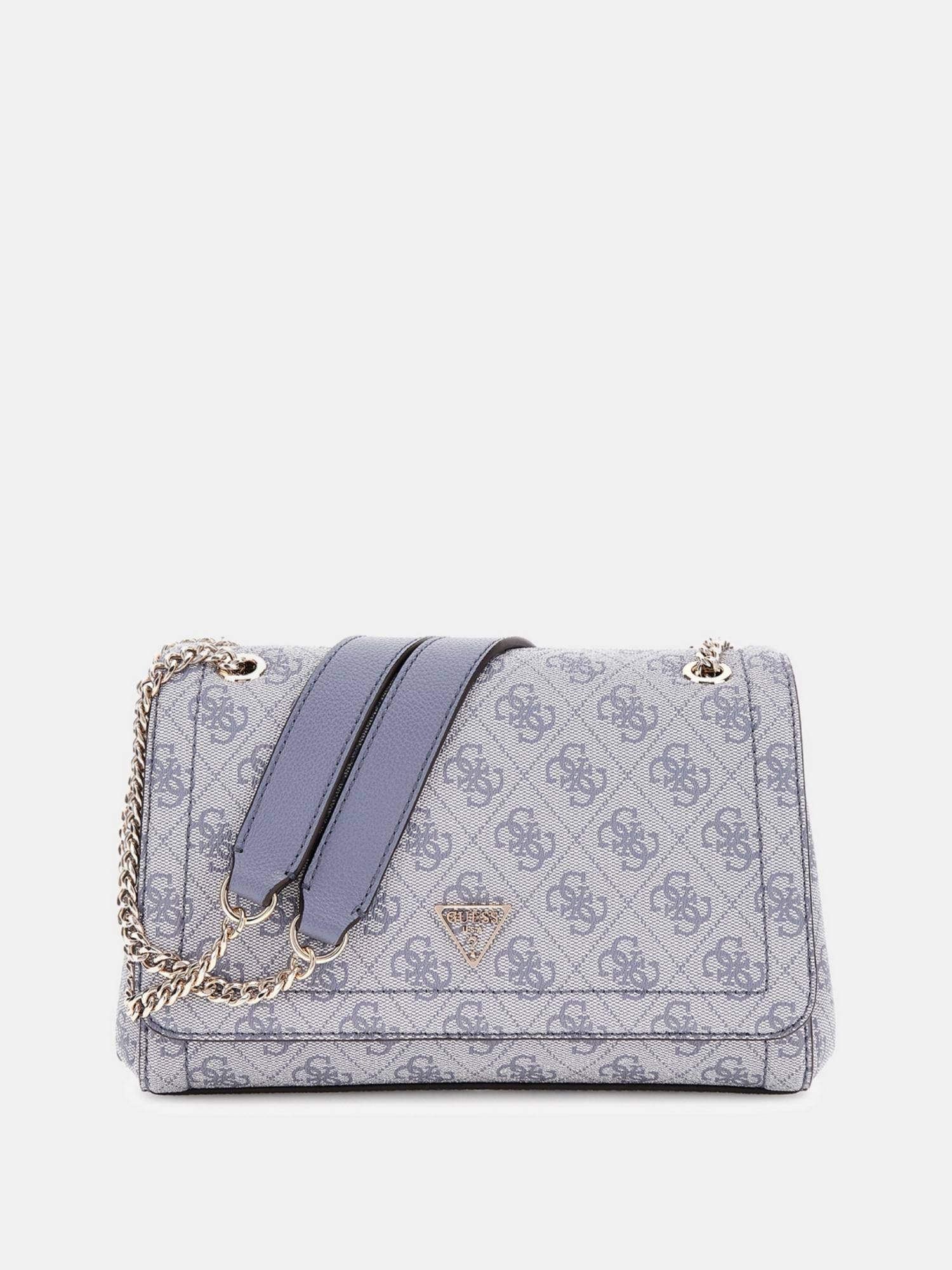 Guess Taupe Printed Noelle Convertible Crossbody Bag