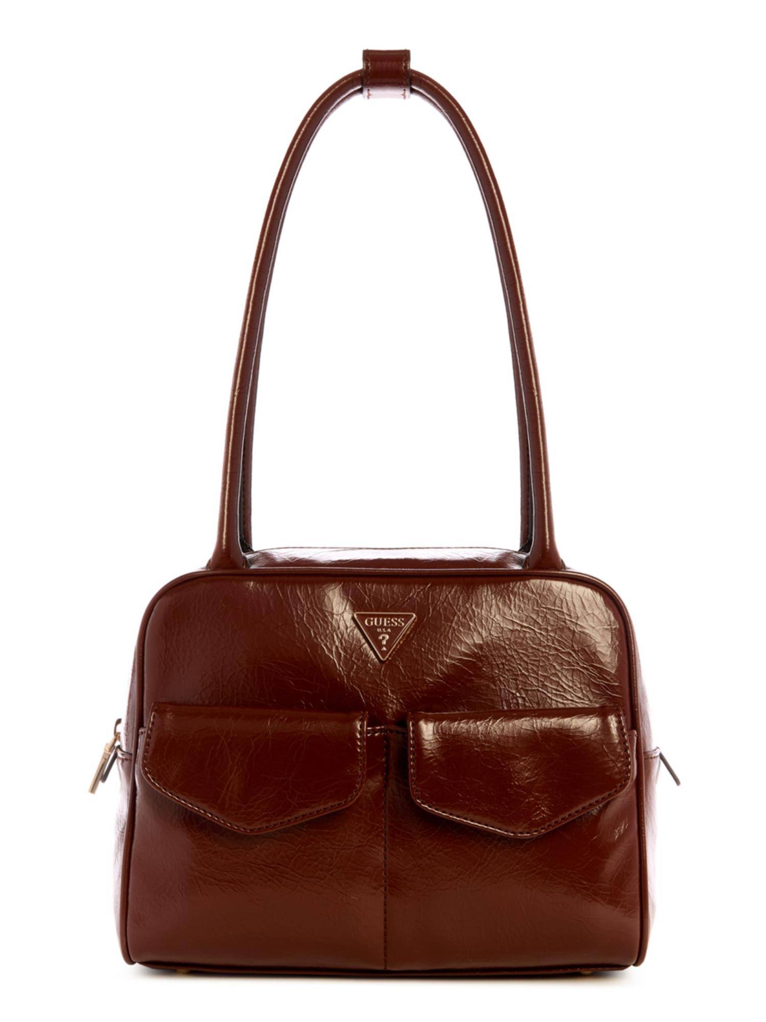 Guess Brown Solid Waldena Shoulder Bag