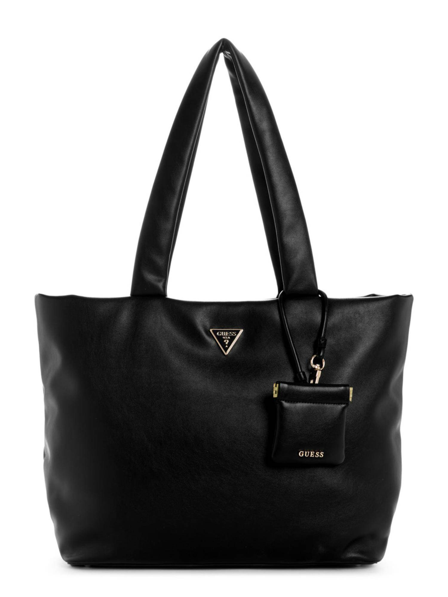 Guess Black Solid Sunetra Tech Tote Bag with Pouch