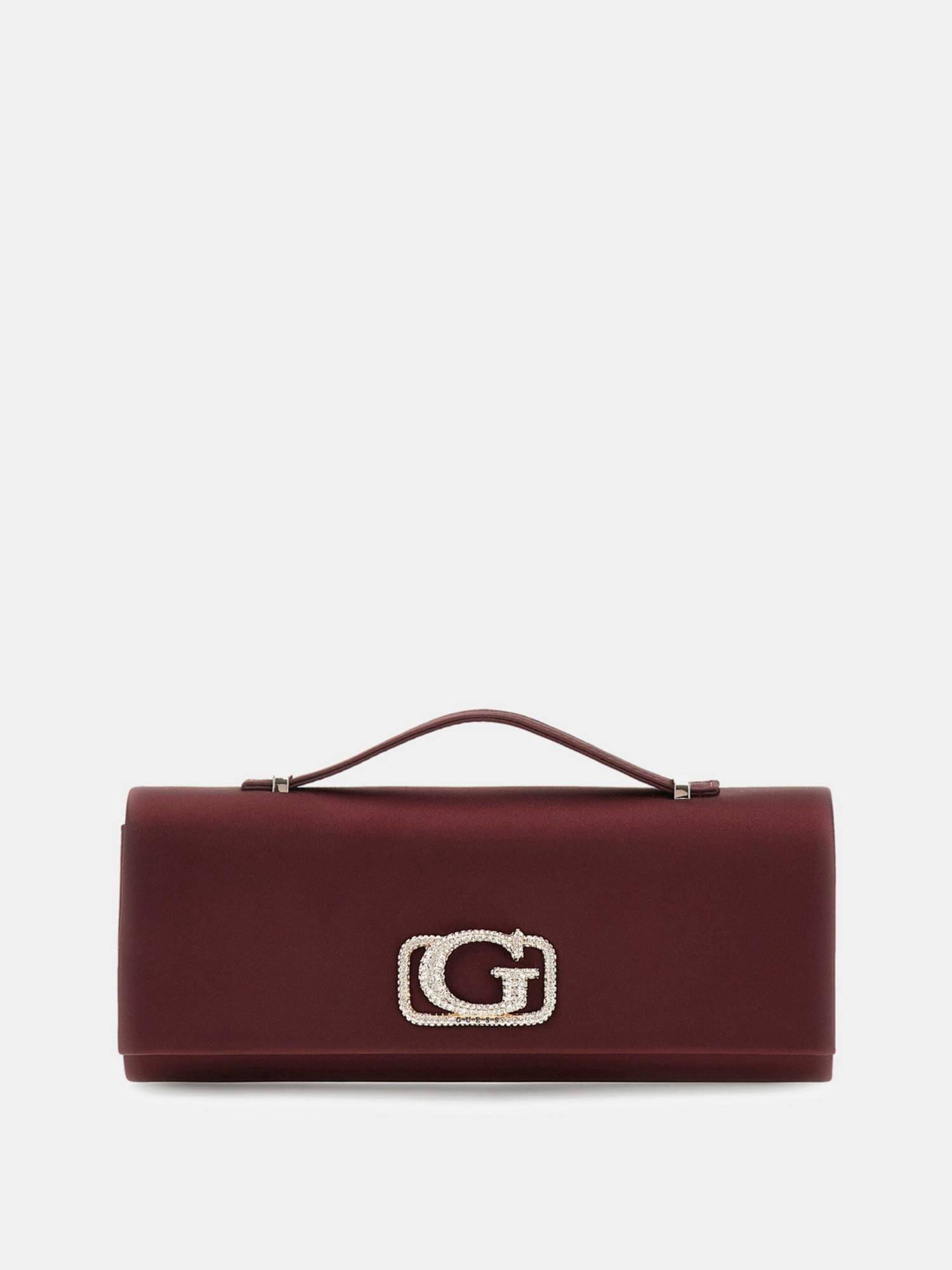 Guess Wine Solid Zalina Top Handle Clutch with Chain Strap