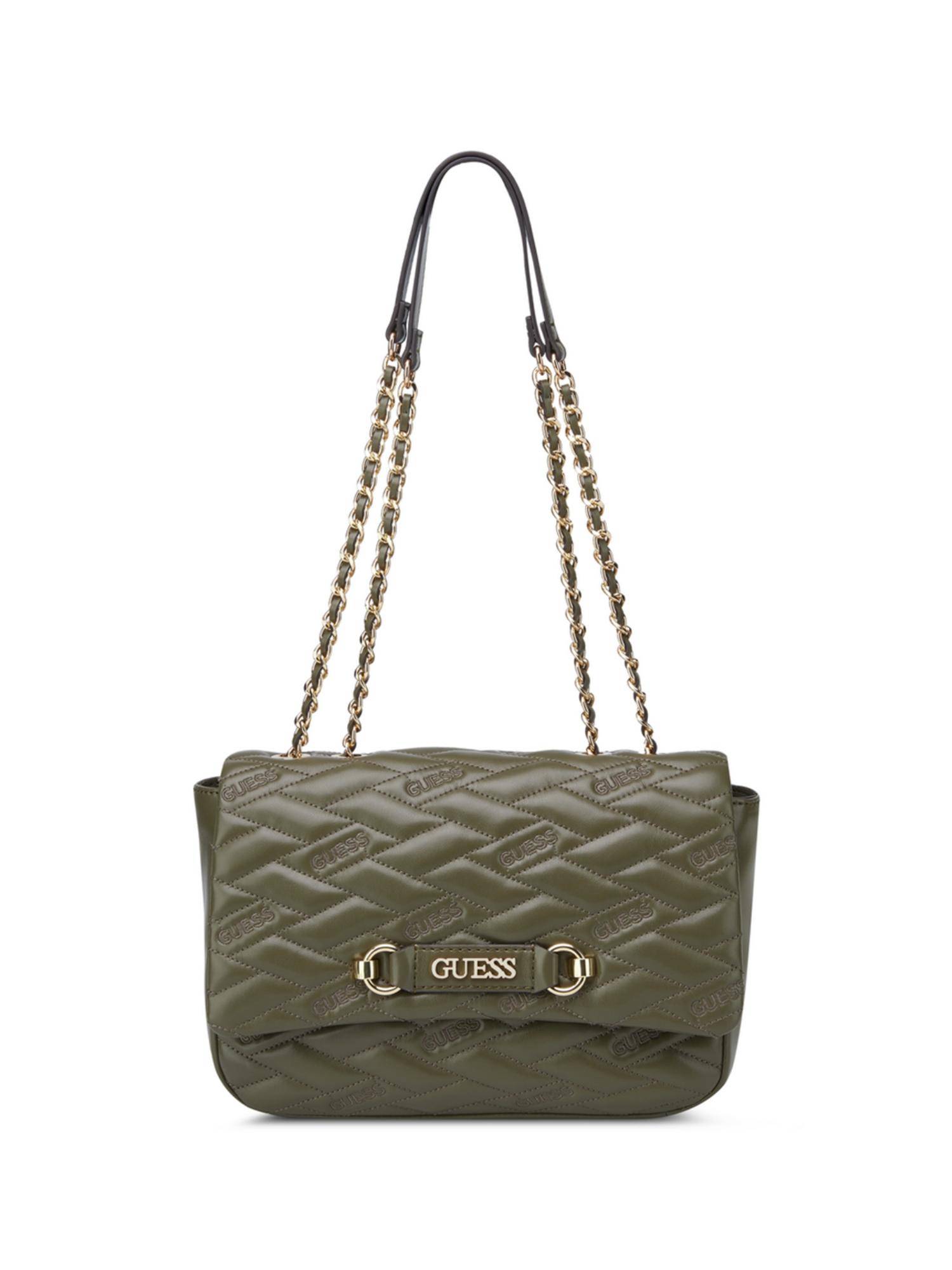Guess Olive Quilted Briella Flap Crossbody Bag